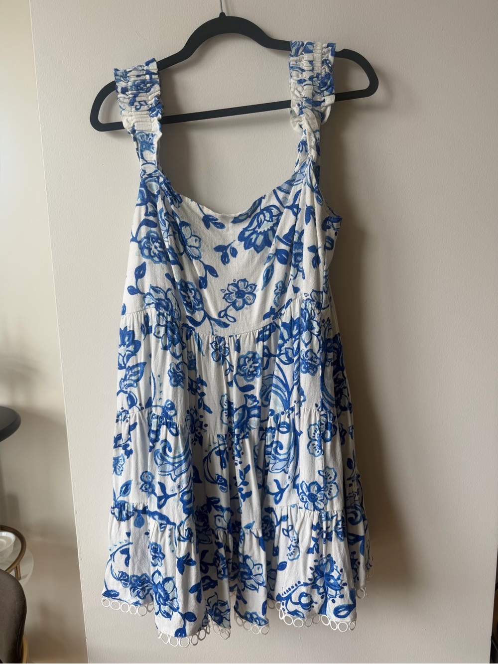 Aqua White Sundress with Blue Floral Pattern - Perfect Greek Vacation Vibe!